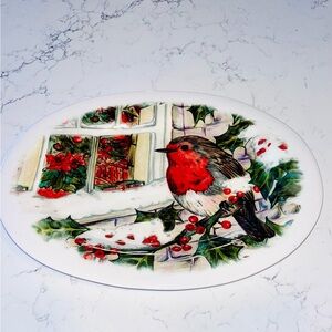 Luce Ceramic Italy Red Robin Christmas/Holiday Serving platter 14x10.5